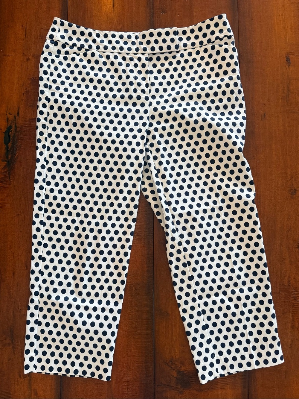 Ann Taylor Navy and White Polka Dot Capri Leggings